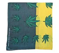 RockParty Funky Extra Large XL Checker Bandana Rainbow Multi Colours Lightweight Cotton - Yellow Grey Green Leaf