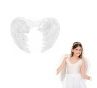 RockParty Kids Feather Wings - Small Angel, Fairy, or Devil Costume Accessory for Halloween, Princess Parties, Nativity & Fancy Dress (White)