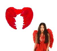 RockParty Kids Feather Wings - Small Angel, Fairy, or Devil Costume Accessory for Halloween, Princess Parties, Nativity & Fancy Dress (Red)