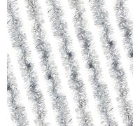 RockParty Luxury Thick Wide Metallic Christmas Tinsel - Festive Holiday Garland Decoration for Xmas Tree, Home, Office & Party Décor - (4 meters, Silver)