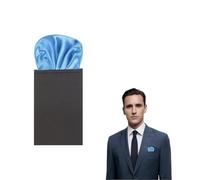 RockParty Men’s Pre-Folded Pocket Square - Round Top Wedding Handkerchief/Hanky for Suit Jackets, Tuxedos & Formalwear - Aqua Blue