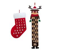 Rockparty Set of 2 Hanging Felt Advent Calendars - Christmas Countdown Decorations with 24 Pockets - Red Stocking & Tall Reindeer Wall Hanging Holiday Décor for Kids & Families
