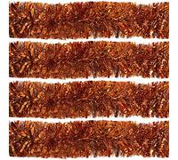 RockParty Sparkling Thick Orange Tinsel Christmas Tree Garland - Elegant Holiday Decoration for Festive Christmas Décor (Pack of 2 (4m))