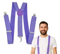 RockParty Unisex Adjustable Y-Back Braces - Purple with Colourful Polka Dot Print Suspenders for Fancy Dress, Retro Costumes & Clown Outfits