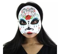 RockParty Women’s Day of the Dead Sugar Skull Half Face Eye Mask “Maria” Halloween, Carnival, Masquerade Costume Accessory