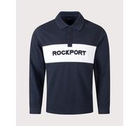 Rockport Mens Relaxed Fit Hill Long Sleeve Panel Polo Shirt - Colour: Navy - Size: Medium