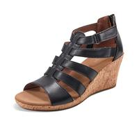Rockport Women's Briah Gladiator Wedge Sandal, Black Leather, 4 UK