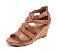 Rockport Women's Briah Gladiator Wedge Sandal, Dark Tan Leather, 4 UK