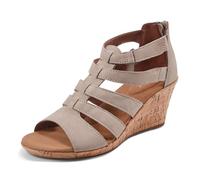 Rockport Women's Briah Gladiator Wedge Sandal, New Taupe Nubuck, 6 UK