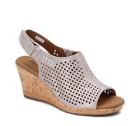 Rockport Women's Briah Perf Sling Wedge Sandal, Metallic Khaki Leather, 6.5 UK