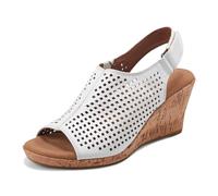Rockport Women's Briah PERF Sling Wedge Sandal, White, 6 UK