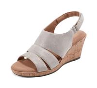 Rockport Women's Briah Sling Wedge Sandal, Taupe Metallic, 3 UK