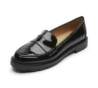 Rockport Women's Kacey Penny Loafer Flat, Black Patent, 3.5 UK