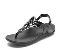 Rockport Women's Ramona Flat Sandal, Black Patent Synthetic, 4 UK