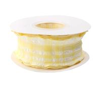 Rockreyoa 10 Yards Gingham Ribbon Checked Ribbon Pleated Vichy Checked Gift Ribbon Fabric Ribbon with Ruffles Christmas Ribbon for DIY Clothing Curtain Wedding Gift Packaging Yellow 2.5 cm