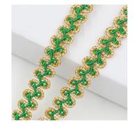 Rockreyoa 25 Yards x 12 mm Metallic Braid Trim Colourful Braided Lace Ribbon Woven Decorative Ribbon Cord Trim Decorative Fabric Ribbon for DIY Sewing Wedding Costume Jewellery Party Green