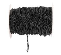 Rockreyoa Cable Link Chain DIY Chain Chain Jewellery Chain Sold by the Metre Link Chain Twisted Chains Curb Chains for Necklaces Bracelets Jewellery Accessories Black 4.5 mm x 6 m