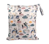 Rockreyoa Cloth Nappies Wet Bags Reusable Wet Bags Cartoon Print Nappy Bag with Zip Wet and Dry Changing Bags Wetbag for Baby Travel On the Go Style 12 Pack of 2