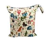 Rockreyoa Cloth Nappies Wet Bags Reusable Wet Bags Cartoon Print Nappy Bag with Zip Wet and Dry Changing Bags Wetbag for Baby Travel On the Go Style 16 Pack of 2