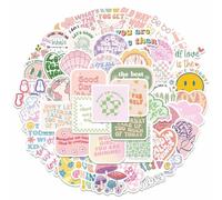 Rockreyoa Danish Inspirational Pastel Stickers Boho Stickers Aesthetic Vinyl Stickers Pack for Teens Girls Computer Skateboard Guitar Phone Case Style 2 Pack of 50