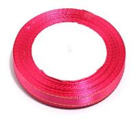 Rockreyoa Gold Edge Satin Ribbon, 25 Yards, Decorative Ribbon, Gift Ribbon, Fabric Ribbon, Craft Ribbon for Crafts, Birthday Gifts, Bows, Bridal Bouquet, Holiday and Party Decoration, Pink, 1 cm x 25