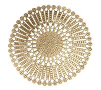 Rockreyoa Lace Placemat Embroidery Round Lace Doilies Handmade Crochet Doilies Gold Tablecloths Embroidered Coasters Laced Table Mat for Home Decoration Cups Vases Decoration 4#