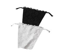 Rockreyoa Pack of 2 Women's Lace Clip-on Mock Camisole Bra Insert Overlay Modesty Panel Vest Lace Mock Mock Camisole Snap Snappy Bra Insert Overlay Clip-On Bra Inserts Décoltee Insert, Mixed Colour #1
