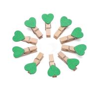 Rockreyoa Pack of 20 Mini Wooden Pegs Heart Clothes Pegs Colourful Small Decorative Clips Craft Pegs Wooden Photo Clips Decorative Clips for DIY Crafts Photo Holder Card Postcards Decoration Green 3.5