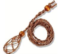 Rockreyoa Pack of 3 Crystal Necklace Holder Necklace Cord Empty Stone Holder Necklace Cord Adjustable Gemstone Holder Cord for DIY Amulet Pendant Necklace Jewellery Brown