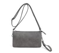 Rockreyoa Women's Leather Shoulder Bag with Wrist Strap and Adjustable Shoulder Strap, Crossbody Bag, Mobile Phone Case, Leather Bag, Purse, Shopper Bag for Women, gray