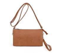 Rockreyoa Women's Leather Shoulder Bag with Wrist Strap and Adjustable Shoulder Strap, Crossbody Bag, Mobile Phone Case, Leather Bag, Purse, Shopper Bag for Women, brown