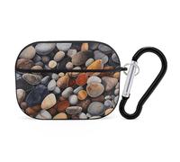 Rocks and Pebbles Airpod Pro Case AirPods 2 Case for Women Hard Shell Protective Cover with Carabiner Keychain Compatible with AirPods Case 2nd 1st Generation, Front LED Visible Black