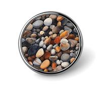 Rocks And Pebbles Round Lapel Pin Women's Novelty Buttons & Pins Metal Badge Cute Brooch Retro Pinback Badge Fashion Bag Pins for Hat Backpacks Tie Suit Wedding Party Accessory, silver, Circular