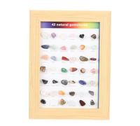 Rocks Collection Set 42 Types Multifunctional Geography Gemstones and Crystals Set Educational Display Identification for Classroom Geology Lessons with Stone Oak Material Nature