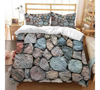 Rocks Emperor Size Duvet Cover Set Natural Texture Bedding 290x235 3D Soft Comfort Microfiber Quilt Cover with Zipper Closure and 2 Pillowcases for Teens and Adults F.650