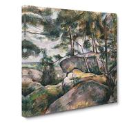 Rocks In The Forest by Paul Cezanne Canvas Print | Gallery Wrapped 30mm Frame Wall Art | 20x20 inches | Ready to Hang | Impressionist Landscape Picture | Living Room Bedroom Lounge Office