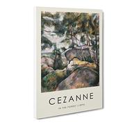 Rocks In The Forest By Paul Cezanne Canvas Print | Gallery Wrapped 30mm Frame Wall Art | 24x16 inches | Ready to Hang | Impressionist Landscape Picture | Living Room Bedroom Lounge Office