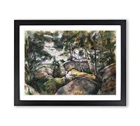 Rocks In The Forest By Paul Cezanne Classic Painting Framed Print | A2 Black Framed Wall Art | Ready to Hang | Classic Landscape Picture | Living Room Bedroom Lounge Office