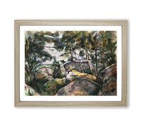Rocks In The Forest By Paul Cezanne Classic Painting Framed Print | A2 Oak Framed Wall Art | Ready to Hang | Classic Landscape Picture | Living Room Bedroom Lounge Office