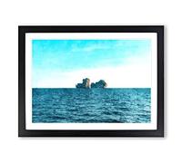Rocks In The Phi Islands Thailand Painting Modern Art Framed Wall Art Print, Ready to Hang Picture for Living Room Bedroom Home Office Décor, Black A4 (34 x 25 cm)