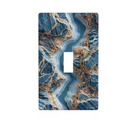 Rocks Marble Texture Deep Blue Gold Hues Light Switch Cover Decorative Single Toggle 1 Gang Wall Plate for Kitchen Farmhouse Bedroom Bathroom Art Decor