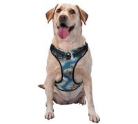 Rocks Marble Texture Deep Blue Gold Hues No Pull Dog Harness Adjustable Reflective Oxford Easy Control Medium Large Dog Harness