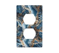 Rocks Marble Texture Deep Blue Gold Hues Outlet Cover Light Switch Cover Decorative 1 Gang Wall Plate for Kitchen Room Bathroom Size 7x11.4cm
