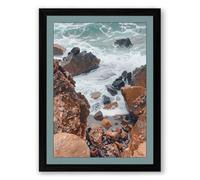 Rocks Meet Tide Coastal Framed Wall Art Print A1 (84.1×59.4cm) Black, Wall Decor for Living Room, Bedroom, Office & Home, Ready to Hang, Art Gift