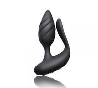 Rocks Off Cocktail Double Stimulation Butt Plug in Black Rocks Off Black