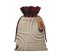 Rocks Over A Rippled Print Christmas Drawstring Linen Gift Bags Reusable Fabric Bags With Tags For Christmas Gifts