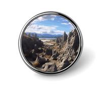Rocks Scenic Badge Holder Personalized Metal Button Pin Fashion Round Badge with Pattern Pin DIY Button Badges Exquisite Brooch Crafts Gift Clothes Decorative Pins