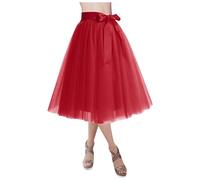 Rocks Women's Tutu Lolita Short Petticoat Midi Skirt for Elegant Occasions Earrings N Roll, RD1, One Size