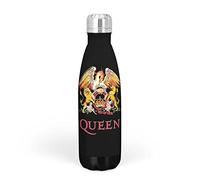 Rocksax 500ml Drinks Bottle Queen Crest Logo 18/8 Stainless Steel Leakproof 12 Hours Hot 24 Hours Cold 26.5cm High x 7cm Dia - Officially Licensed Merchandise