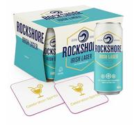 Rockshore Irish Lager 12 x 440ml Cans with 2 Celebration Spirits Beer Mats | Crisp Refreshing Irish Beer Multipack | Lager Gift Bundle for BBQs, Parties & Nights In